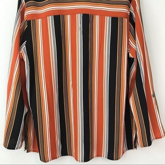 Cato 1946 Striped Southwestern Button Down Shirt Rolled Sleeves Top - Picture 7 of 12